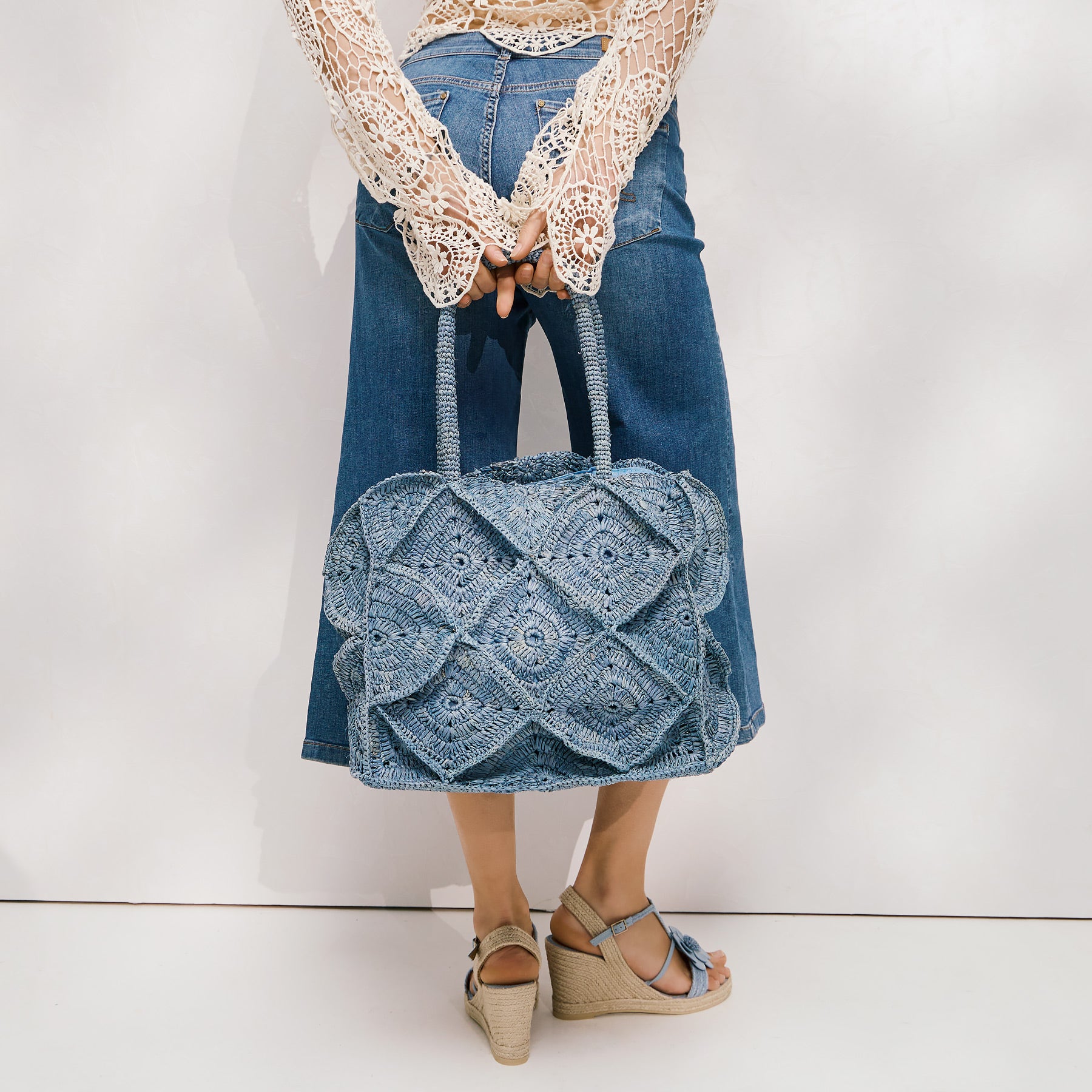 ViaMailBag MILO Crochet Raffia Τσάντα - Γαλάζιο