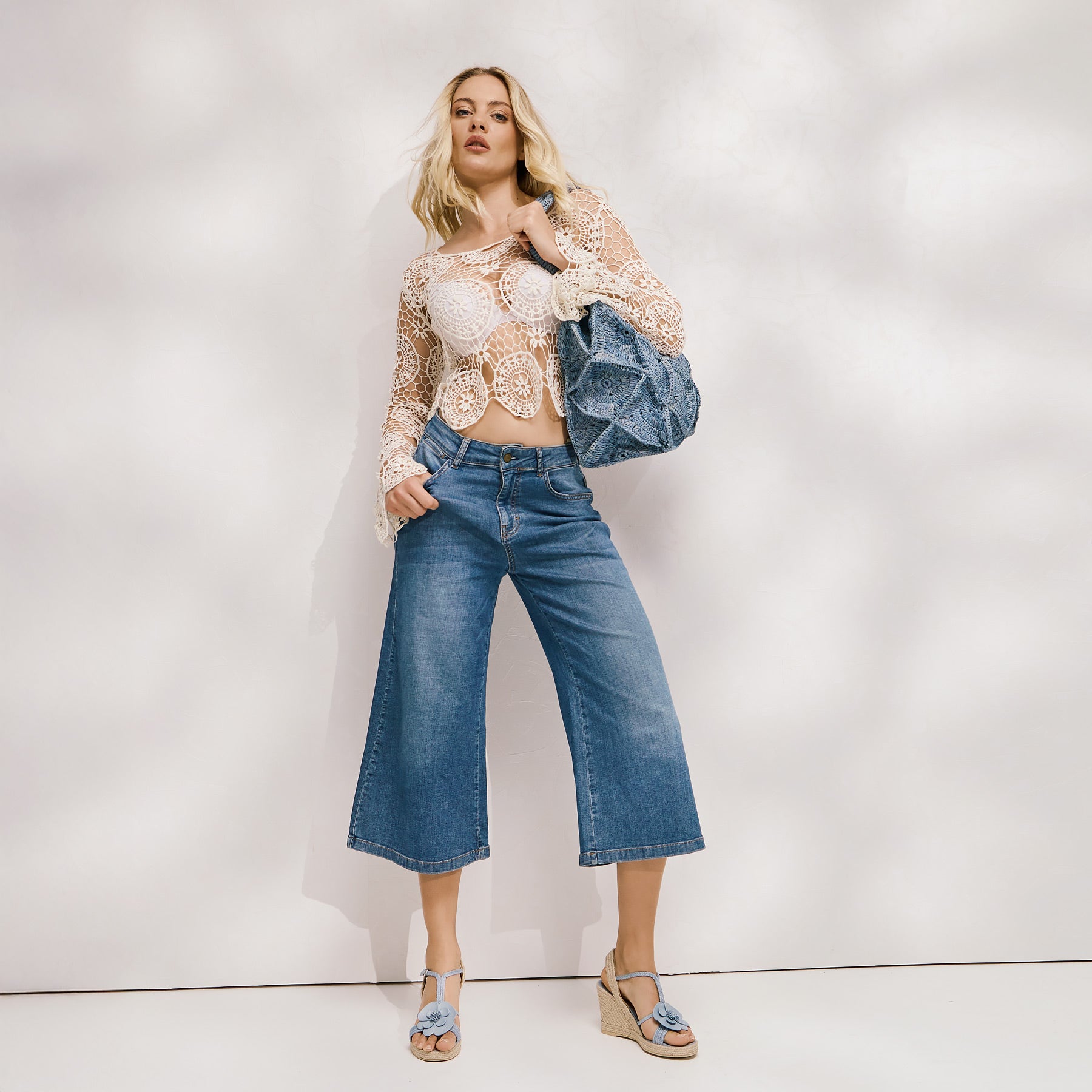 ViaMailBag MILO Crochet Raffia Τσάντα - Γαλάζιο