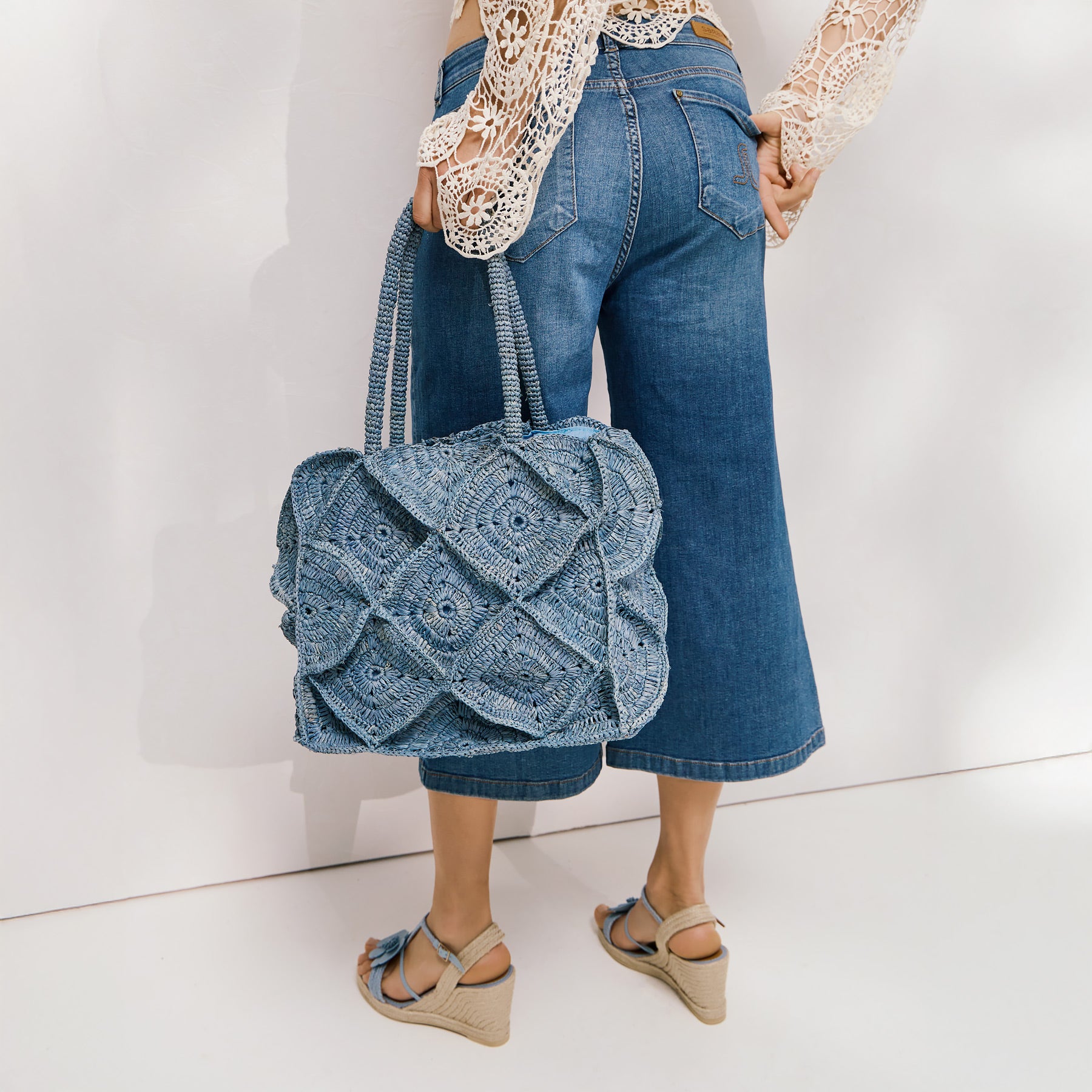 ViaMailBag MILO Crochet Raffia Τσάντα - Γαλάζιο