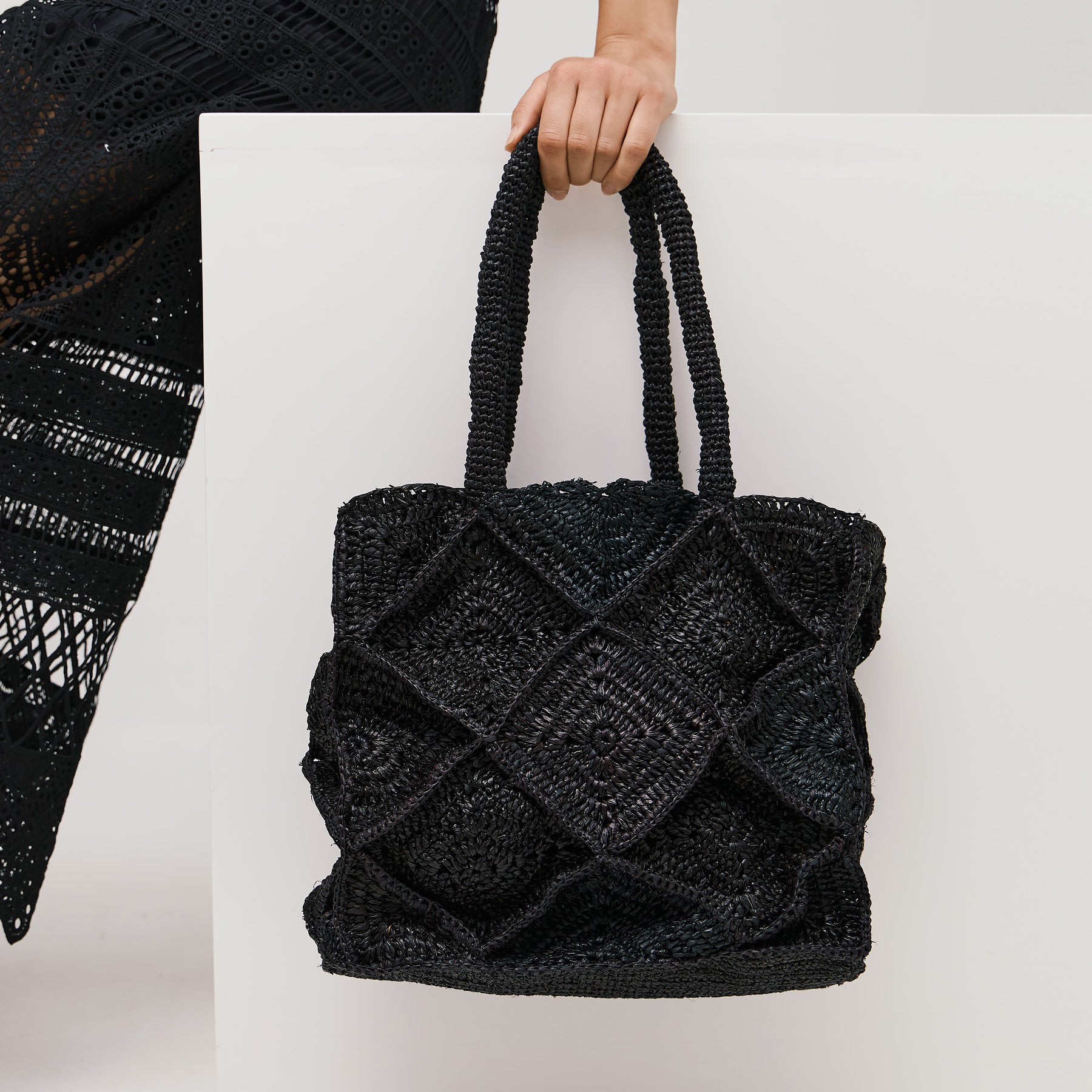 ViaMailBag MILO Crochet Raffia Τσάντα - Μαύρο
