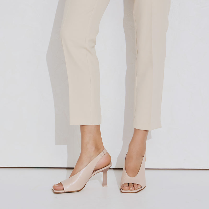 Zinda 1732-S Slingback Γόβες με Καρέ Peep Toe - Cipria