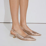 Zinda 3047 Slingback Μεταλλικά Γοβάκια - Χρυσό Sand