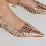Zinda 3047 Slingback Μεταλλικά Γοβάκια - Χρυσό Sand