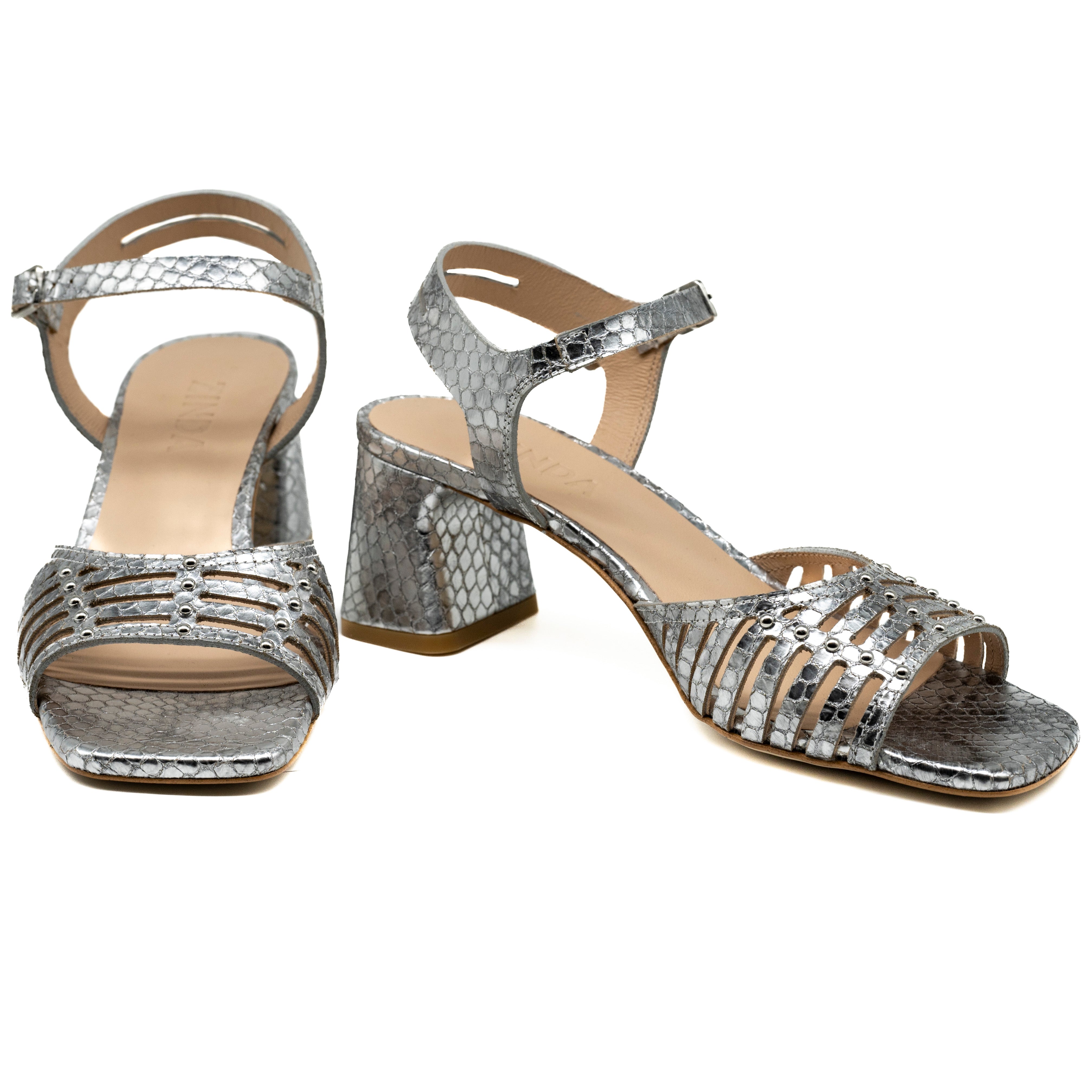Zinda 3059 Πέδιλα Μεταλλικά με Καρέ Μύτη - Silver