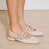 Slingback Μπαλαρίνες με Αγκράφα Κρύσταλλο - Ice