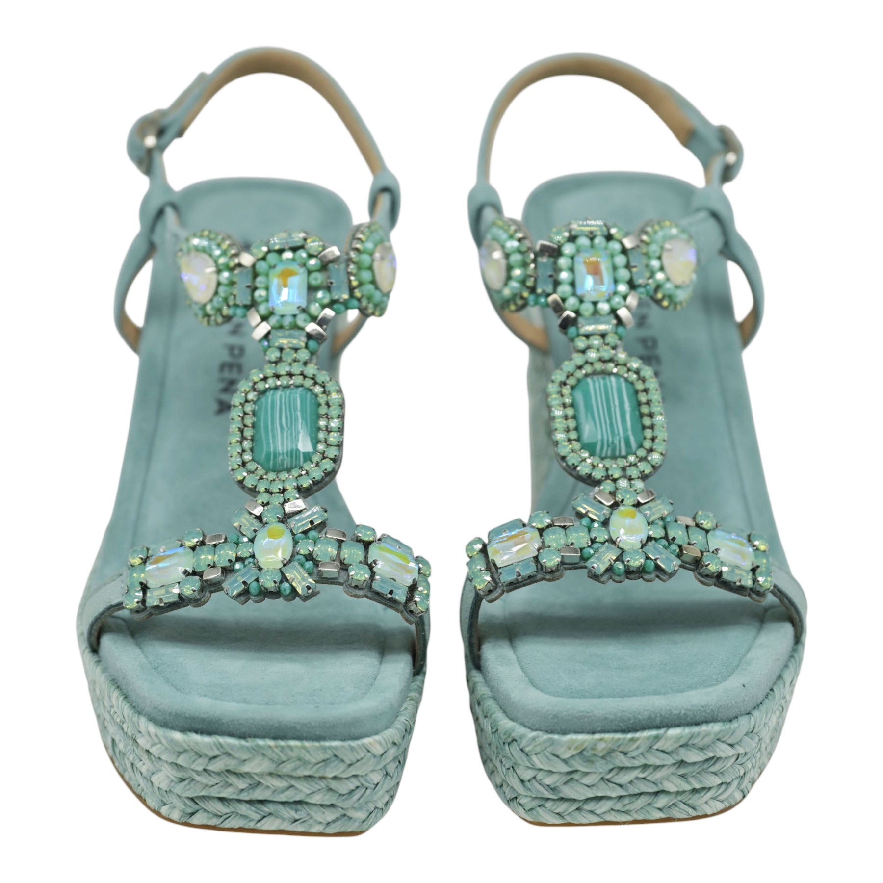 Alma en Pena 506 Πλατφόρμες με Κρύσταλλα και T-Strap - Jade