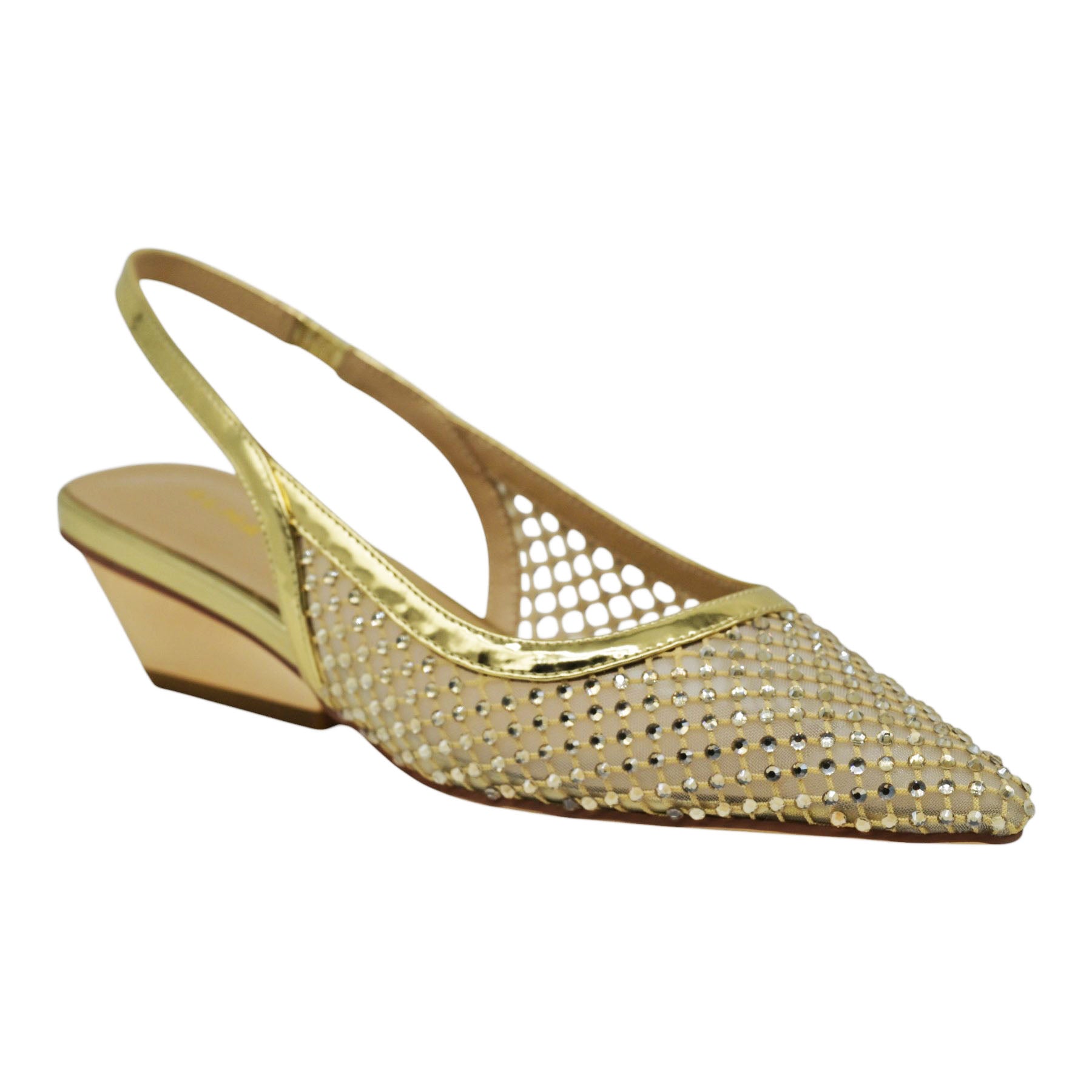 Alma en Pena 60753 Γοβάκια Slingback με Τούλι και Στρας - Μπρονζέ