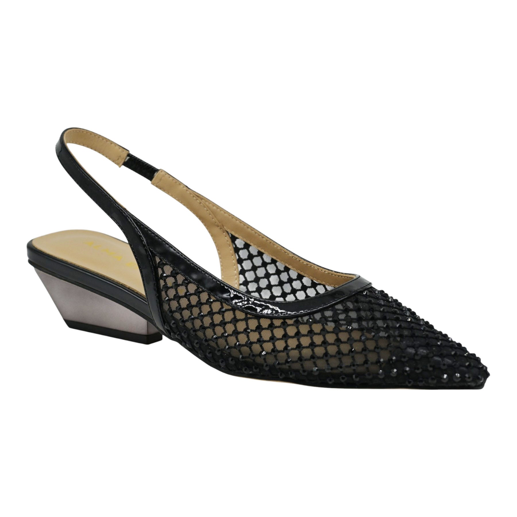 Alma en Pena 60753 Γοβάκια Slingback με Τούλι και Στρας - Μαύρα