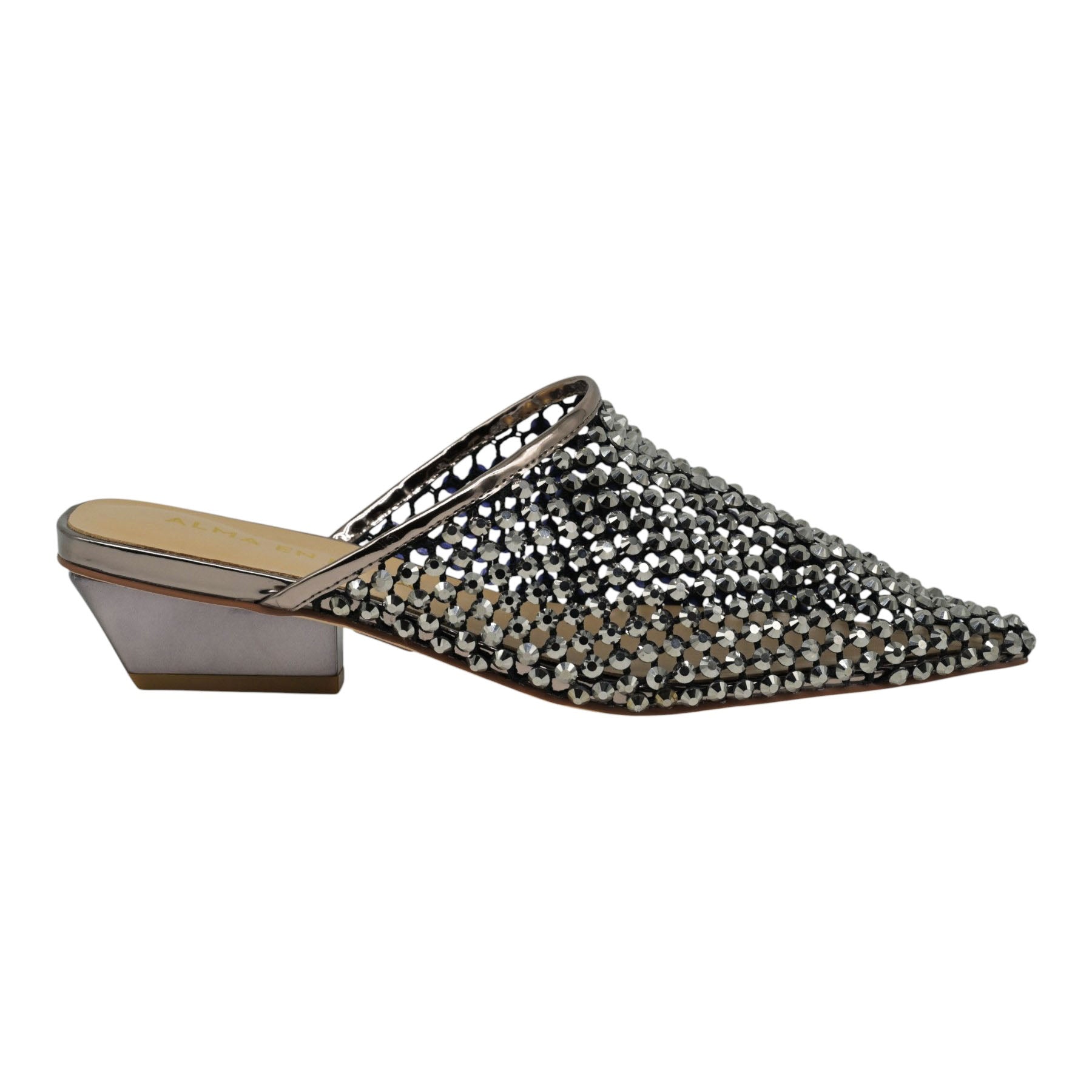 Alma en Pena 756 Mules Διάτρητα με Στρας - Pewter