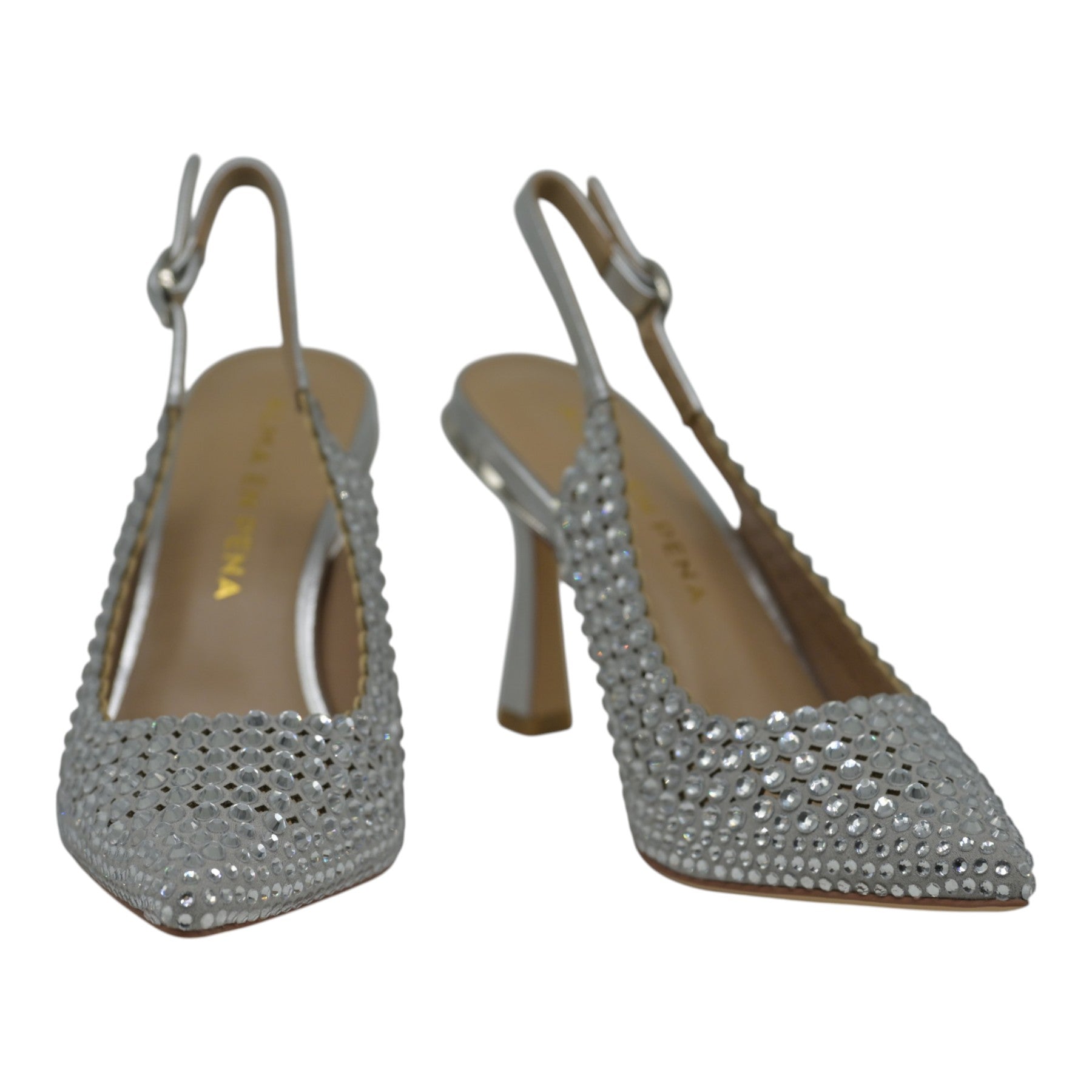 Alma en Pena 808 Γόβες Slingback με Στρας - Ασημί