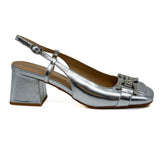 Alma en Pena 334 Slingback Γόβες με Τόκα - Ασημί