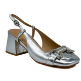 Alma en Pena 334 Slingback Γόβες με Τόκα - Ασημί