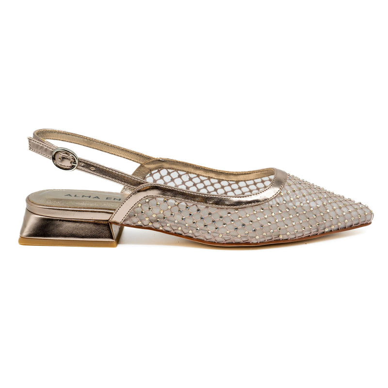 Alma en Pena 374 Slingback Μυτερές Μπαλαρίνες με Στρας - Bronce