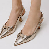 Alma en Pena 298 Slingback Μυτερές Γόβες με Στρας - Bronce