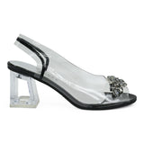 Azurée Marcel Slingback Διάφανες Γόβες με Κρύσταλλα - Μαύρο