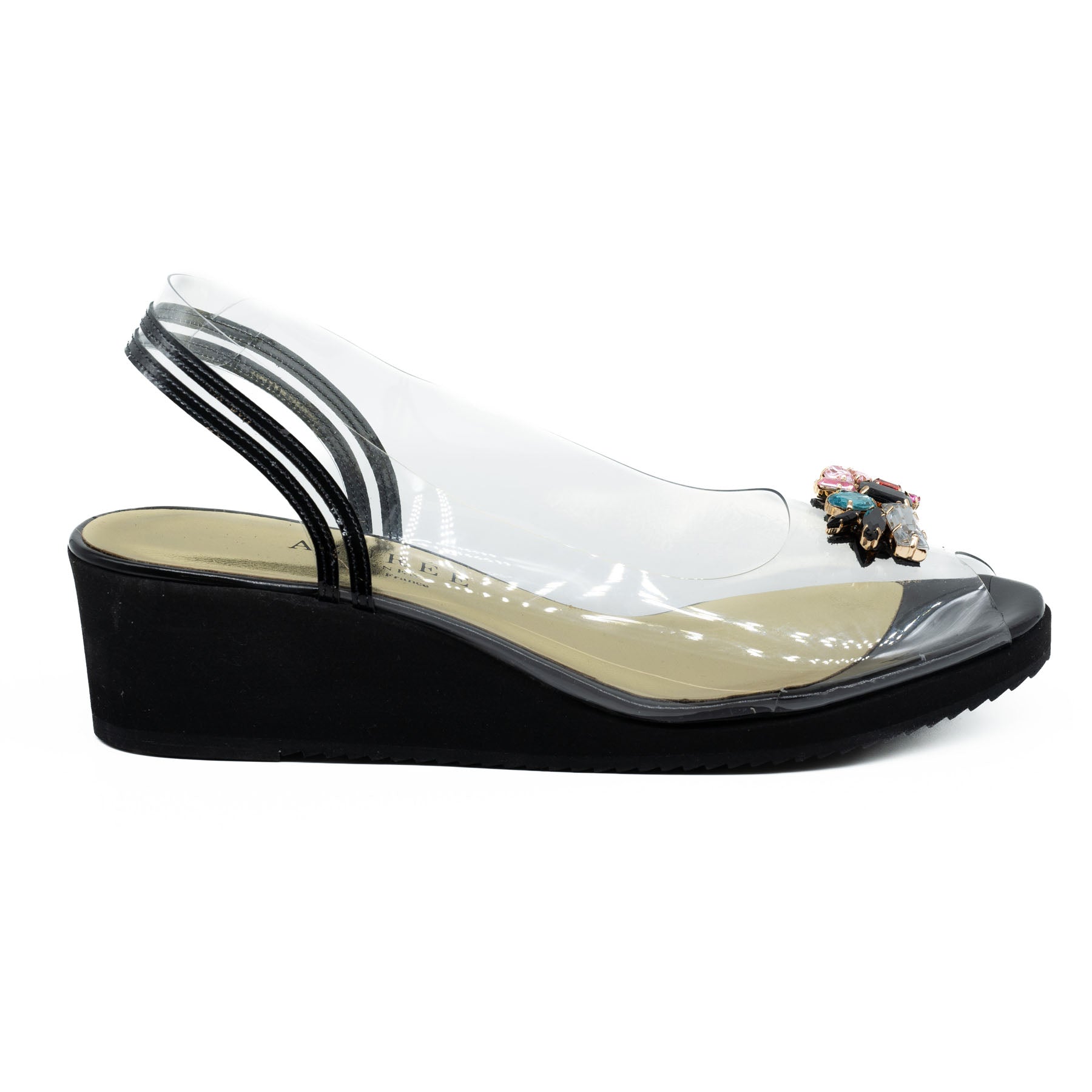 Azurée Moila 8BN Slingback Διάφανες Πλατφόρμες με Κρύσταλλα - Μαύρες