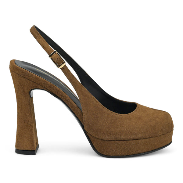 Galleria Di Scarpe Bueno Slingback Γόβες με Χοντρό Τακούνι - Ταμπά Σουέντ