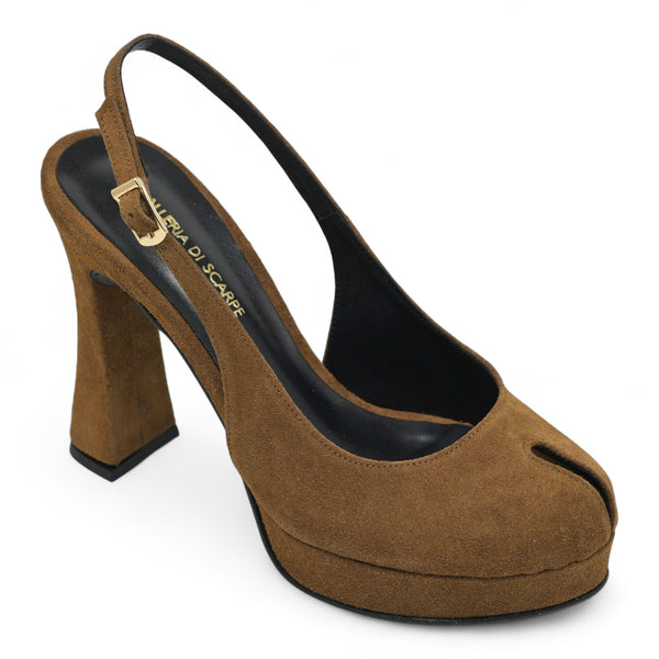 Galleria Di Scarpe Bueno Slingback Γόβες με Χοντρό Τακούνι - Ταμπά Σουέντ