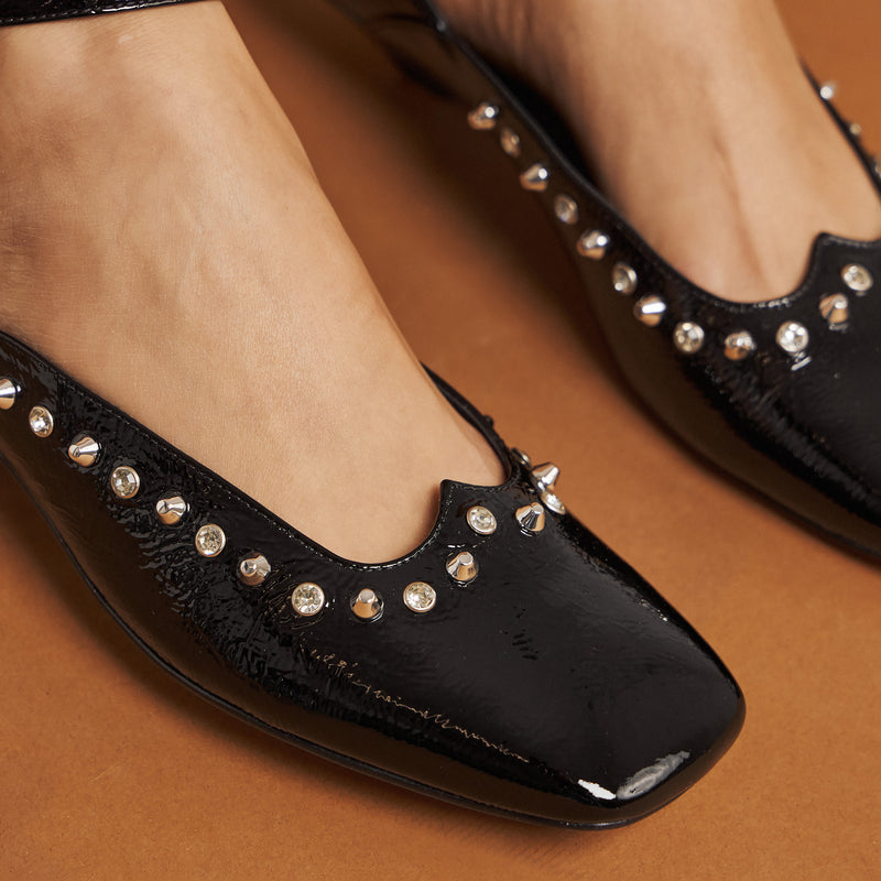 Γοβάκια με Μπαρέτα - Μαύρο Λουστρίν