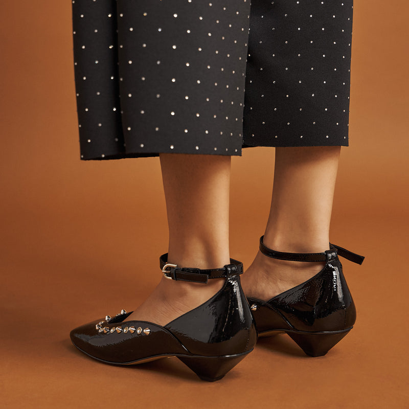 Γοβάκια με Μπαρέτα - Μαύρο Λουστρίν