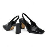 Carrano 862004 Γόβες Slingback με Τετράγωνη Μύτη - Μαύρο Λουστρίν