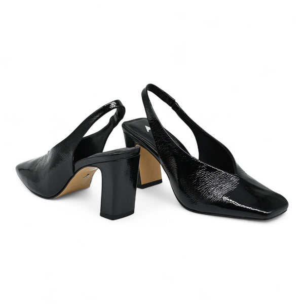 Carrano 862004 Γόβες Slingback με Τετράγωνη Μύτη - Μαύρο Λουστρίν