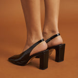 Γόβες Slingback - Μαύρο Λουστρίν