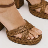 Castaner Valeriette Πέδιλα με Φιάπα Raffia - Marron