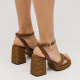 Castaner Valeriette Πέδιλα με Φιάπα Raffia - Marron
