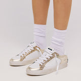 Crime 27107 Sneakers Δερμάτινα με Glitter - Άσπρο με Χρυσό