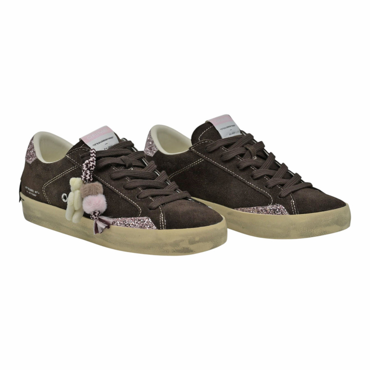 Crime London 23006 Sneakers με Charms - Καφέ Σουέντ