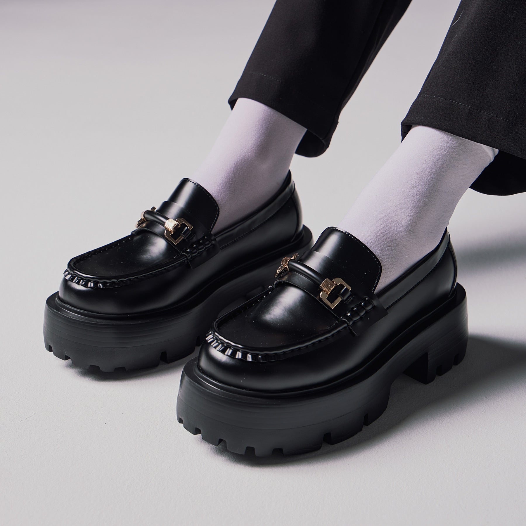 Favela Rolsa Loafers Chunky με Τόκα - Μαύρα