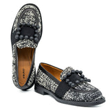 Frau 90G4 Loafers με Κορδέλα και Τόκα - Tweed Ασπρόμαυρο