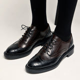 Frau 95S6 Κλασικά Androgynous Brogues - Καφέ με Μαύρο  