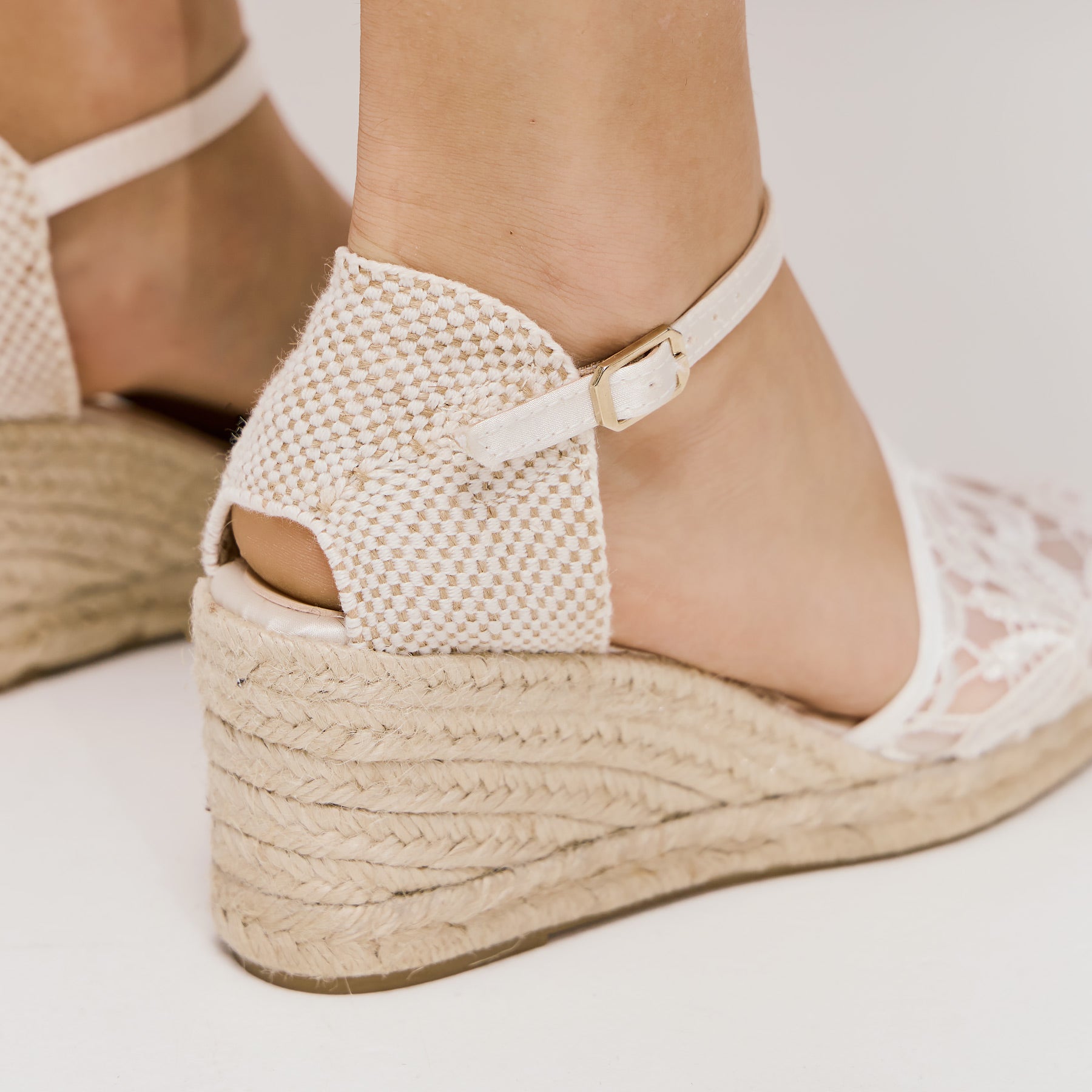 Gabrielle Ledam Aura Πλατφόρμες Εσπαντρίγιες με Δαντέλα - Άσπρο