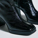 Gaia Bardelli 5261 Μπότες με Τακούνι και Καρέ Μύτη - Μαύρο Λουστρίν