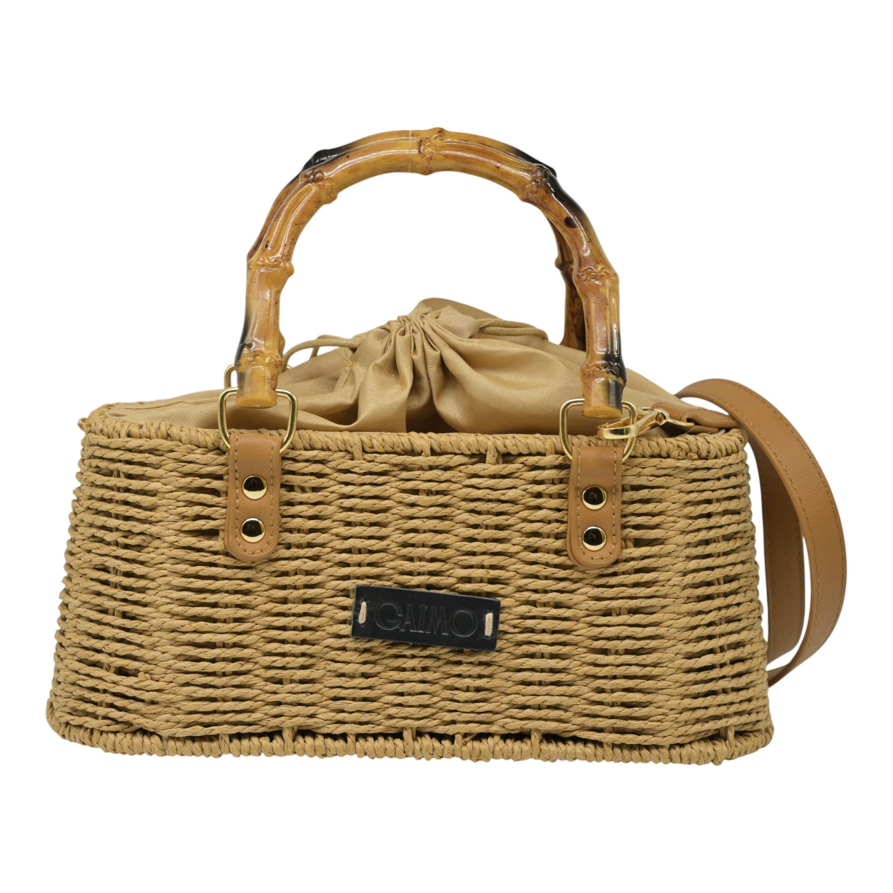 Gaimo Box Τσάντα Χειρός με Λαβές Bamboo - Καφέ