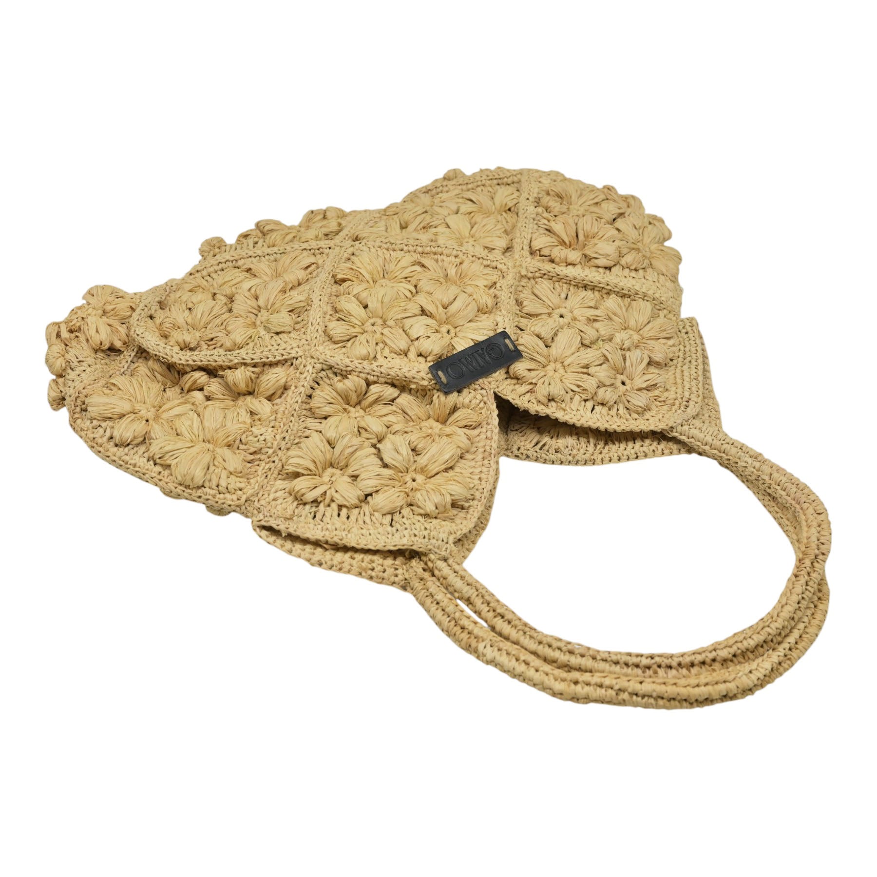 Gaimo Flower Τσάντα Ώμου Πλεκτή με Ανάγλυφα Λουλούδια - Μπεζ