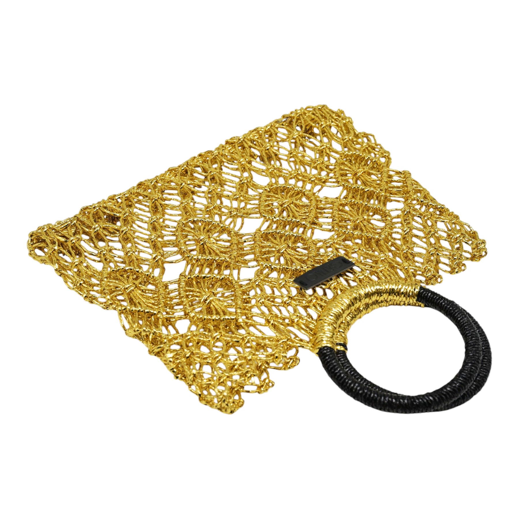 Gaimo Sombra Τσάντα Πλεκτή με Κυκλικές Λαβές - Χρυσή