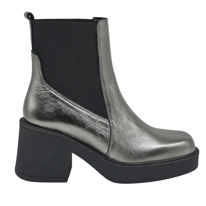 Galleria di Scarpe Lola Μποτάκια Chelsea με Χοντρό Τακούνι - Ατσαλί