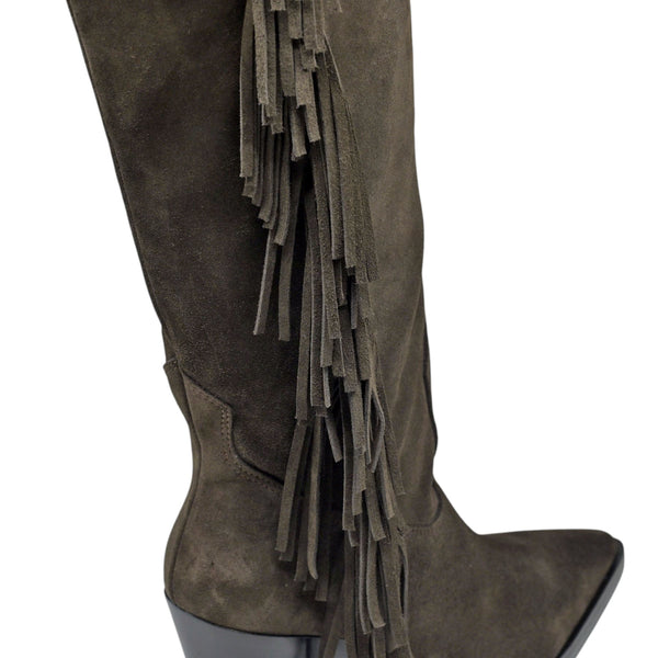 Galleria Di Scarpe Sharon Μπότες Western με Κρόσια - Καφέ Σουέντ