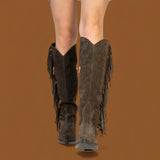 Galleria Di Scarpe Sharon Μπότες Western με Κρόσια - Καφέ Σουέντ