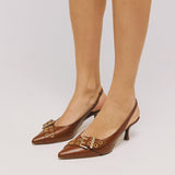 Galleria di Scarpe Lora Γόβες Slingback με Τόκα - Ταμπά