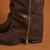 Gianni Crasto 8693 Μπότες Flap με Εξωτερικό Zip - Καφέ Δέρμα