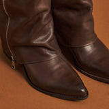 Gianni Crasto 8693 Μπότες Flap με Εξωτερικό Zip - Καφέ Δέρμα