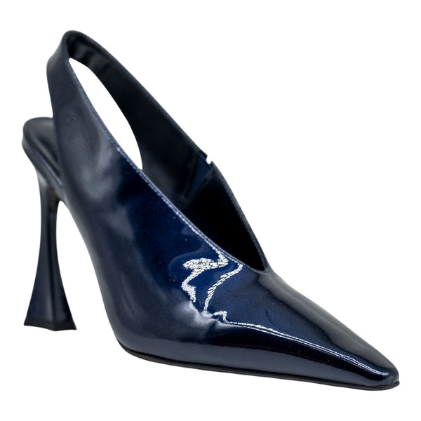 Jeffrey Campbell Alimony Pat Slingback Γόβες με Μύτη - Μπλέ Λουστρίν