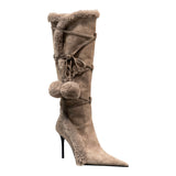 Jeffrey Campbell Chilly Μπότες Στιλέτο με Λουράκια - Taupe