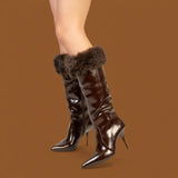 Jeffrey Campbell Hirsute Μπότες Στιλέτο με Εσωτερική Επένδυση - Καφέ