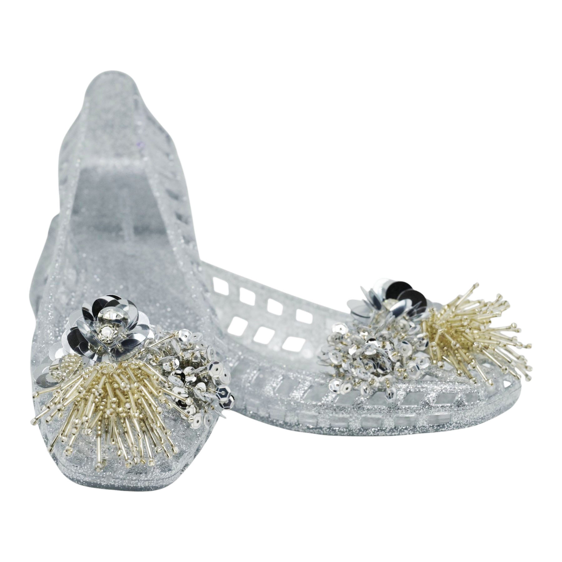 Jeffrey Campbell Danceteria Μπαλαρίνες Jelly Διάτρητες με Χάντρες - Ασημί