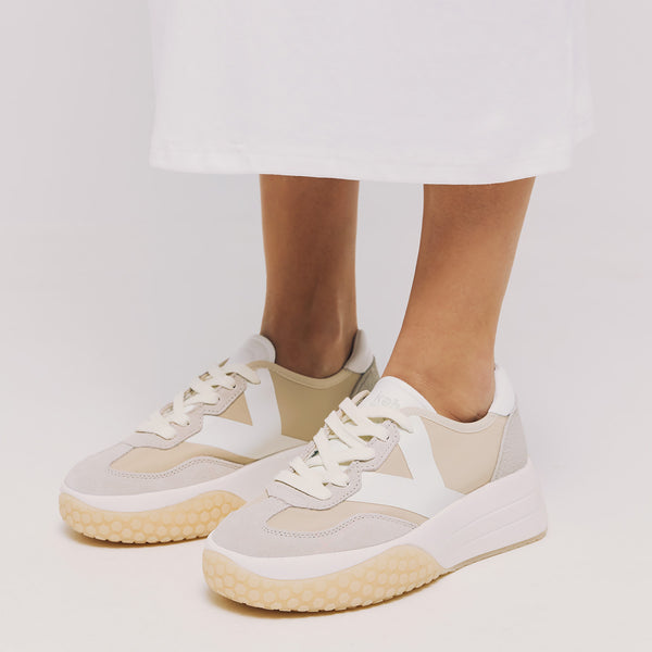 Keh Noo 9755 Vintage Sneakers - Μπεζ με Εκρού